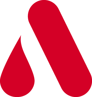 Logo Icon (Buchstabe A geformt aus Blutstropfen und Pillenkapsel)